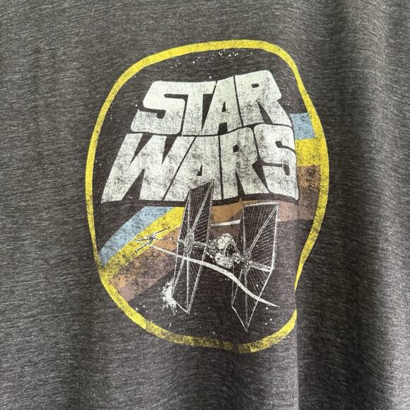 Star Wars T-Shirt Classic Logo Tie Fighter Retro Dk Gray Men's/Unisex Size Large - Picture 2 of 8